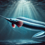 : A realistic deep-sea oarfish with a long, ribbon-like body swimming in the ocean